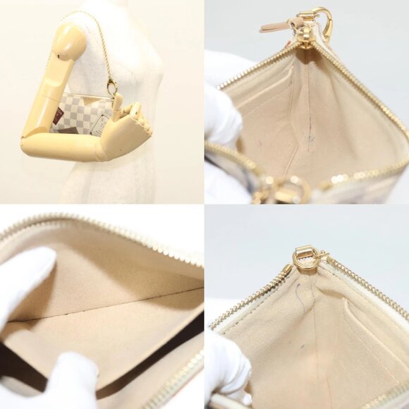 LOUIS VUITTON Damier Azur Pochette Mira MM Accessory Pouch N63078 LV Auth 126086 - Picture 15 of 16